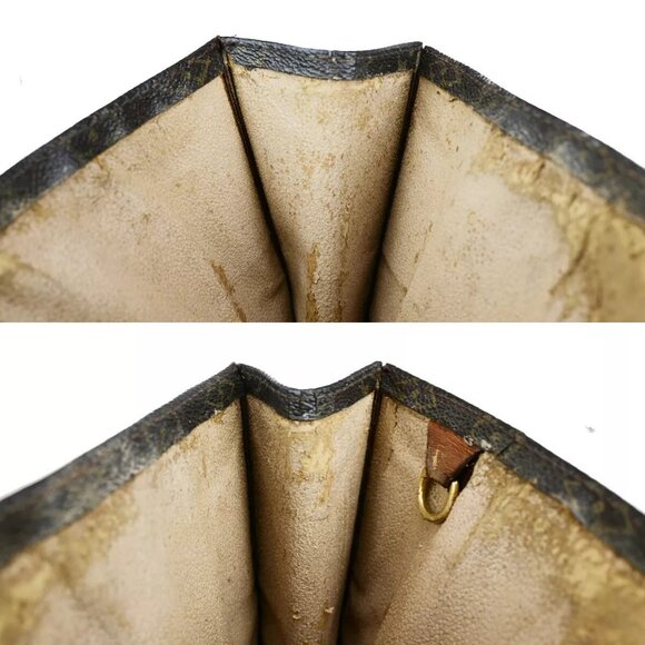 LOUIS VUITTON Logo Sac Plat Hand Tote Bag Monogram Leather Brown - Picture 12 of 16